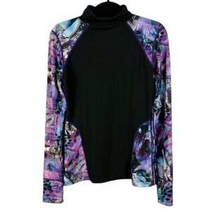 WindRiver Black Multicoloured Long Sleeve Rash Guard  Medium Activewear Top